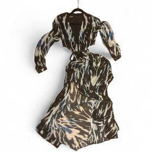 Bebe Black and Blue Patterned Dress